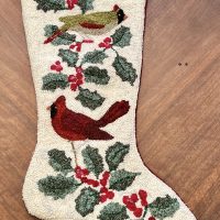 Woodland Cardinal Stocking, P is for Primitive, 28 x 14