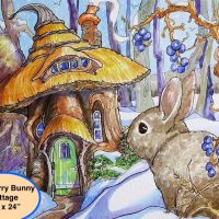 Blueberry Bunny Cottage based on the artwork of Alida Akers, 18 x 24