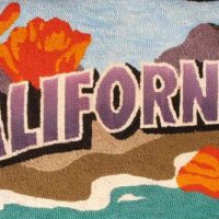 California Vintage State Postcard, Pattern by Cactus Needle, 17" x 30"