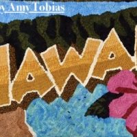 Hawaii, Vintage State Postcard, Pattern by Cactus Needle, 17" x 30"