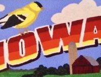Iowa, Vintage State Postcard, Pattern by Cactus Needle, 17" x 30"