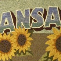 Kansas, Vintage State Postcard, Pattern by Cactus Needle, 17" x 30"