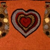 Pennsylvania Dutch Fertility Rug, Pattern by Cactus Needle, 10 3/4" X 26”