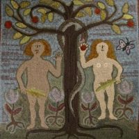 Adam & Eve Large, Pattern by Cactus Needle, 34" X 37 1/2"