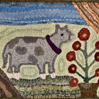 Cat Sniffing Plant, Pattern by Cactus Needle, 17”x20”