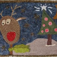 Rudolf and Christmas Tree, Holiday Pattern by Cactus Needle, 26” X 18 1/2”