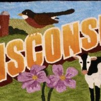 Wisconsin, Vintage State Postcard, Pattern by Cactus Needle, 17" x 30"