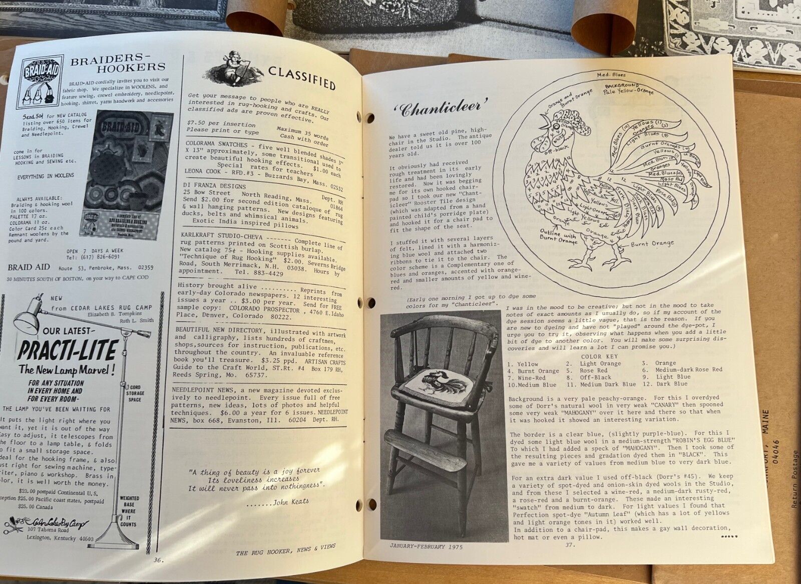 The Rug Hooker, New and Views Rug Hooking Magazine Volume 3, No. 2, Issue #14, January - February 1975 by Joan Moshimer "Used" - Image 2