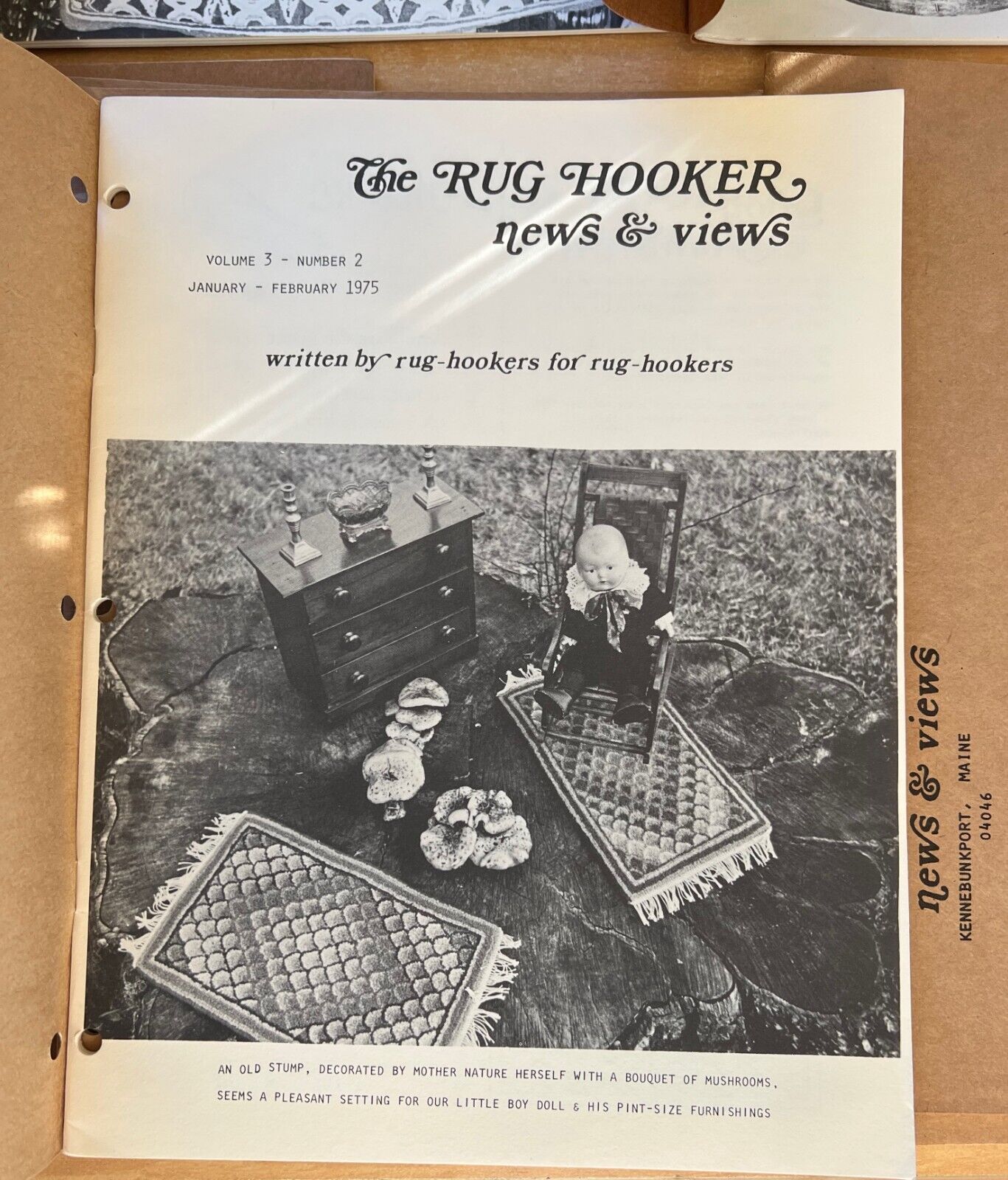 The Rug Hooker, New and Views Rug Hooking Magazine Volume 3, No. 2, Issue #14, January - February 1975 by Joan Moshimer "Used"