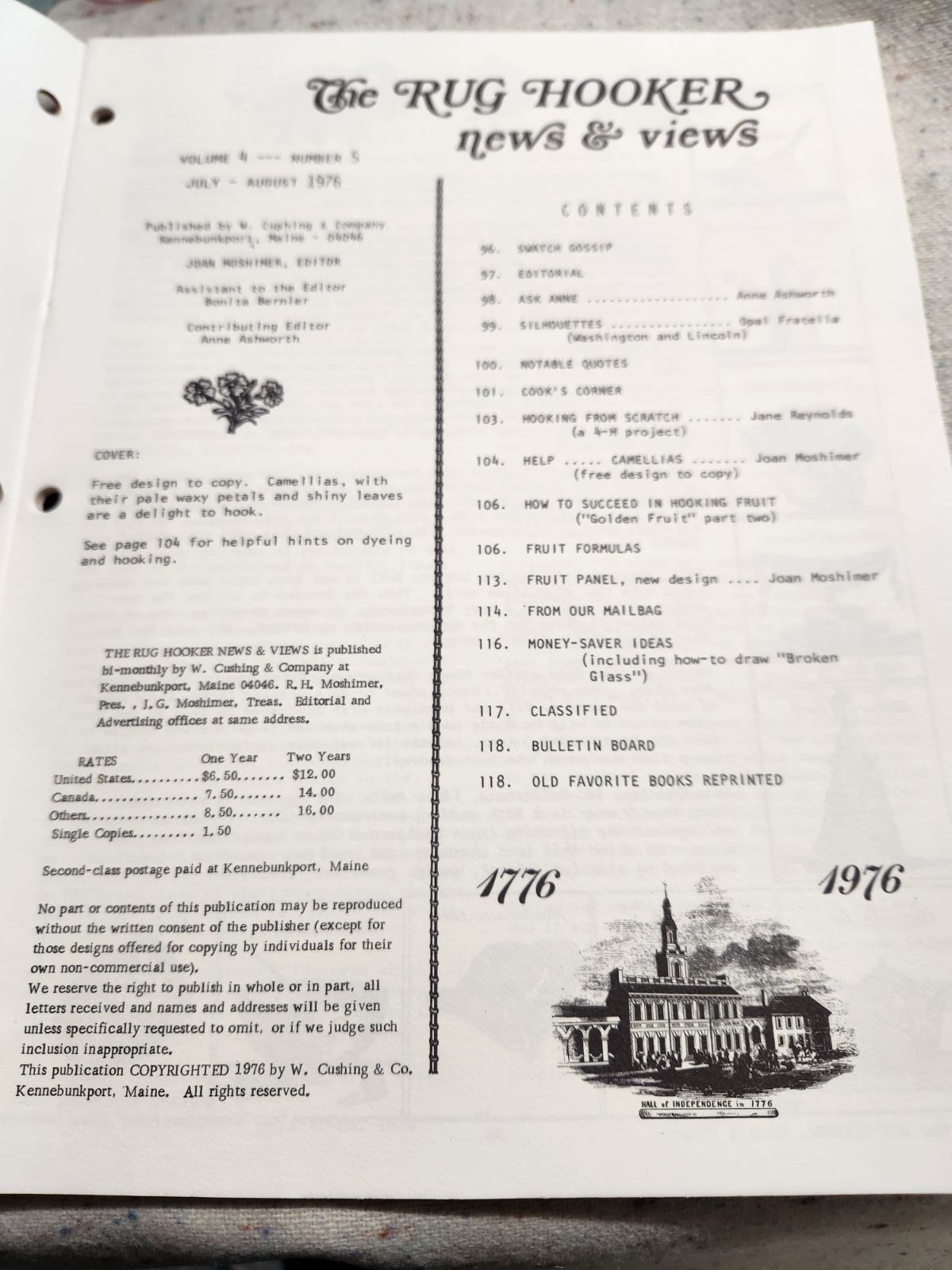 The Rug Hooker, New and Views Rug Hooking Magazine Volume 4, No. 5, Issue #23, July - August 1976 by Joan Moshimer "Used" - Image 3
