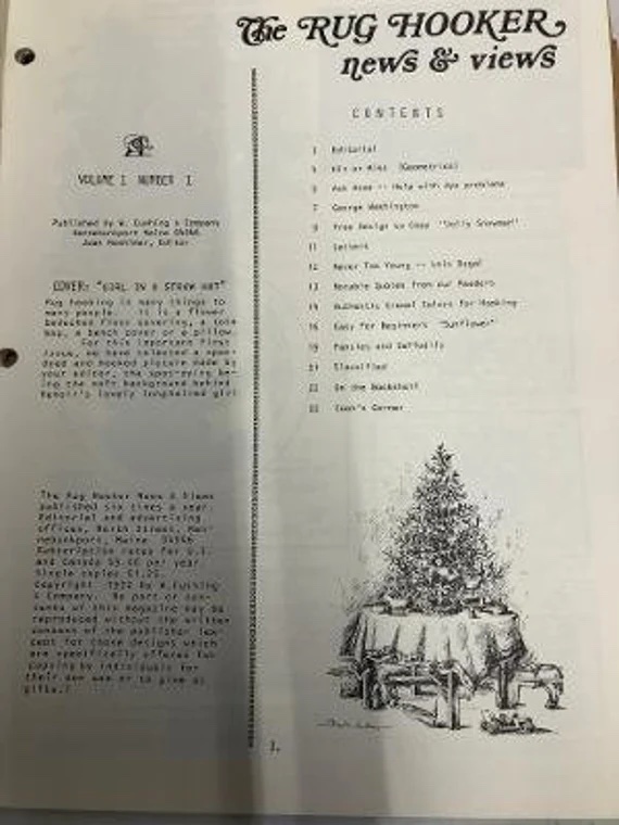 The Rug Hooker, New and Views Rug Hooking Magazine Volume 1 no. 1, Issue #1, November - December 1972 by Joan Moshimer "Uncirculated Copies" - Image 2
