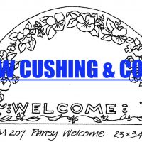 Pansy Welcome Half Round, Joan Moshimer Pattern M207  23 x 34