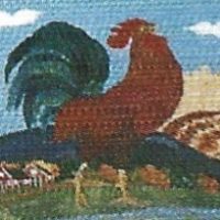 Raymond Hill Rooster Half Round, Joan Moshimer Pattern M39  21 x 36