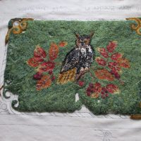 Rope Border Owl, Ruth Hall Pattern  24" x 34", H138