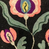 Padula Flowers, 24 x 19 Hooked Rug by Fiber Artist Karen Whidden