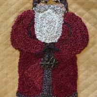 Punch Needle Pattern--Snowflake Santa on Quilted Cotton Cloth