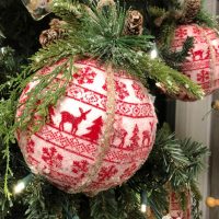 Knit Red and White Ornament