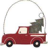 Red Truck with Tree Ornament