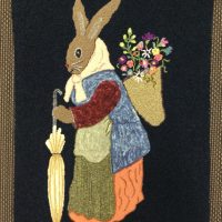 Mrs. Rabbit 24 x 35 Hooked Rug by Fiber Artist Karen Whidden