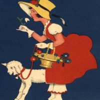 A Sale Pattern--Elinor's Lamb 16 x 17, Vintage Postcard Pattern From Joan Moshimer’s Studio