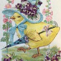 Dressed for Spring!  20 x 16, Vintage Postcard Pattern From Joan Moshimer’s Studio