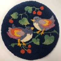 Bluebirds & Berries, 8" round on Weavers Cloth