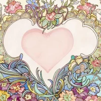 Deco Love, 24 x 30 Vintage Postcard Pattern From Joan Moshimer’s Studio