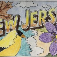 New Jersey, Vintage State Postcard, Pattern by Cactus Needle, 17" x 30"