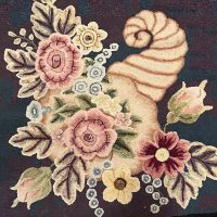 A Great NEW Punch Pattern - Cornucopia of Spring, Punch Needle - by Joan Moshimer, 8" x 8" on Weavers Cloth