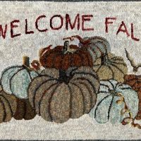 Welcome Fall, 26 x 14.5, P is for Primitive Pattern-- Finished Hooked Rug by Fiber Artist Karen Whidden