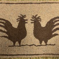 Let's Talk About It, 17 1/2 x 12 1/2, Evelyn Lawrence Pattern-- Finished Hooked Rug  by Evelyn Lawrence