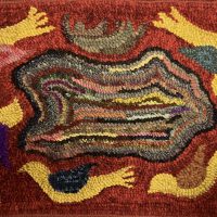 Bernie's Nest Egg 18 x 12.5, Evelyn Lawrence Pattern-- Finished Hooked Rug by Evelyn Lawrence