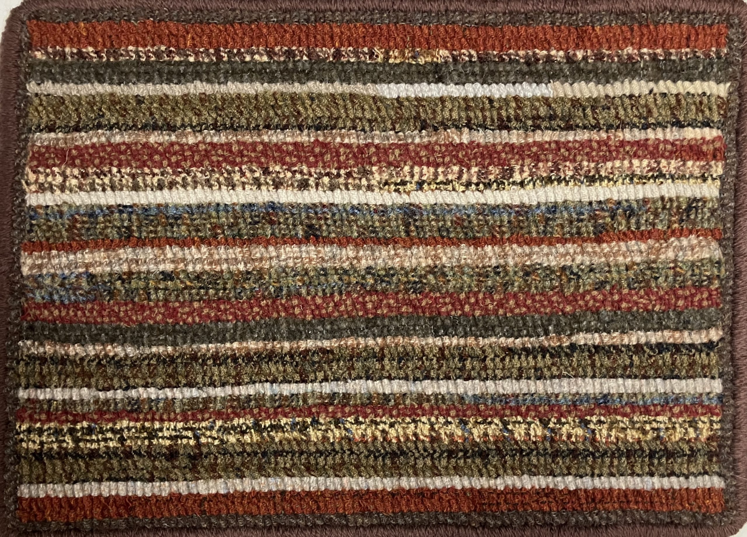Striped Fall Mat 15 x 11, Evelyn Lawrence Pattern-- Finished Hooked Rug by Evelyn Lawrence