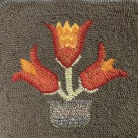 Triple Tulips Chairpad, Evelyn Lawrence Pattern-- Finished Hooked Rug  by Evelyn Lawrence