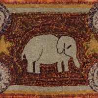 Lincoln the Antique Elephant 17 x 27 -- Finished Hooked Rug  by Evelyn Lawrence