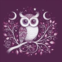 Owl, Owl Pattern on LINEN NEW!